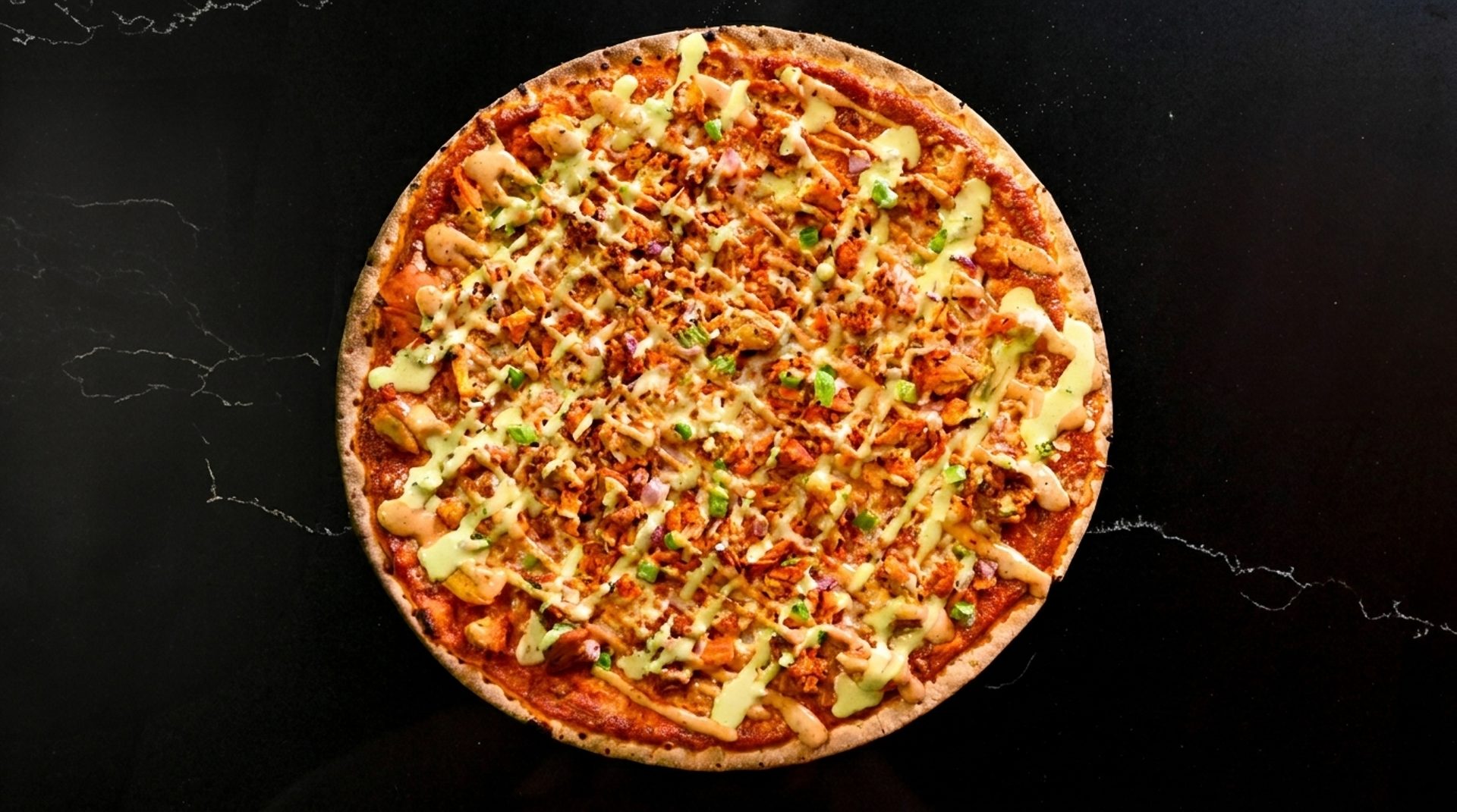 Bold Indian pizza, crispy and flavorful