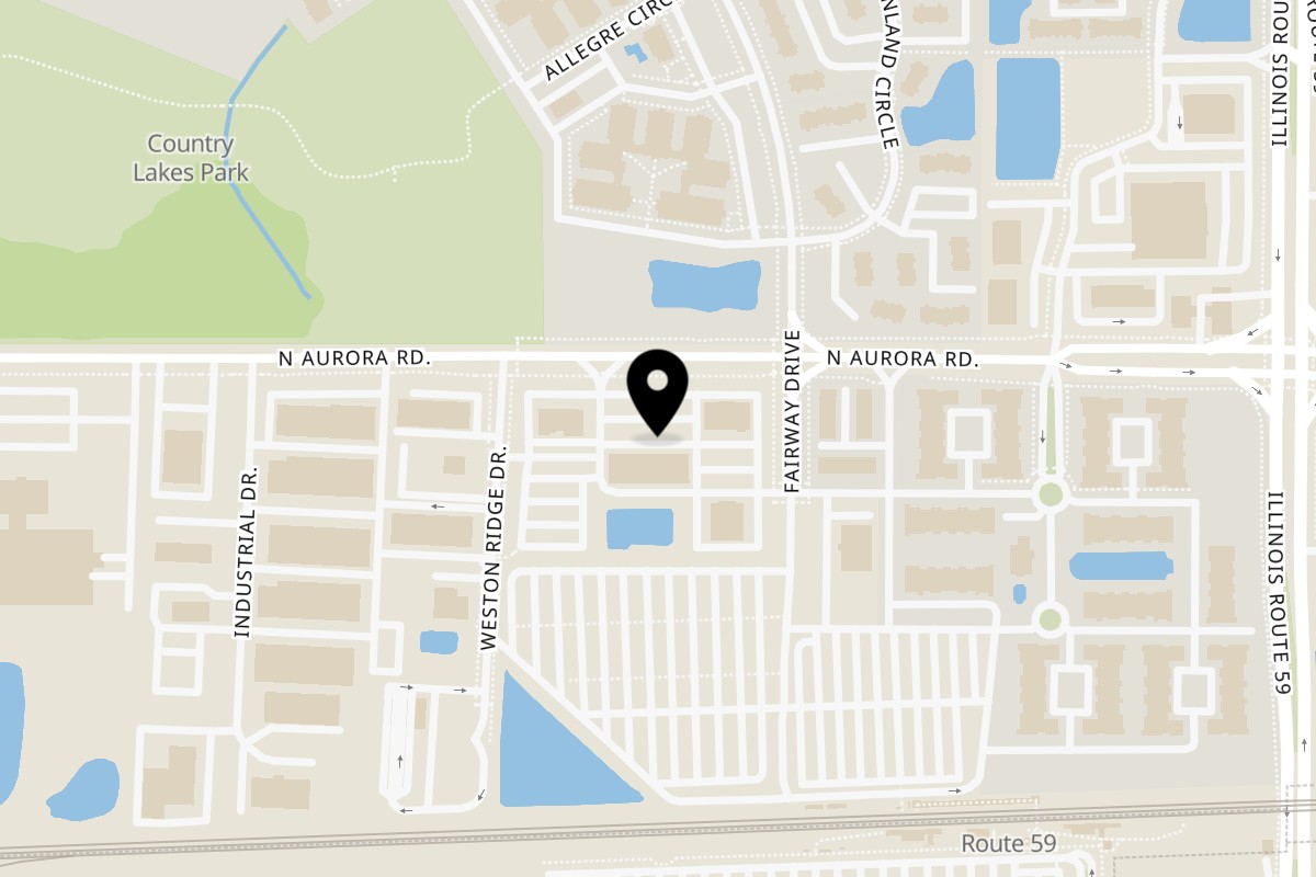 Map showing the location of Mazala Pizza Naperville on 535 Fairway Dr in Naperville